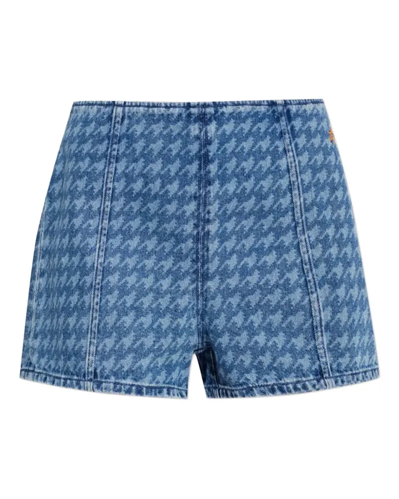 Perfect Moment houndstooth-pattern denim shorts - Blau Blau