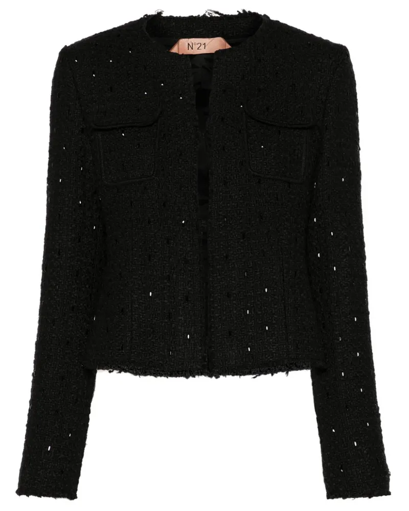 N° 21 Jeansjacke mit Kristallen - Schwarz Schwarz