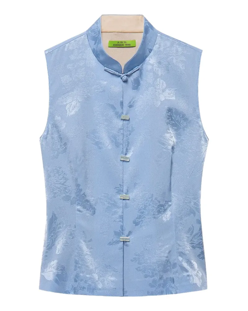 Shanghai Tang Qipao floral-jacquard top - Blau Blau