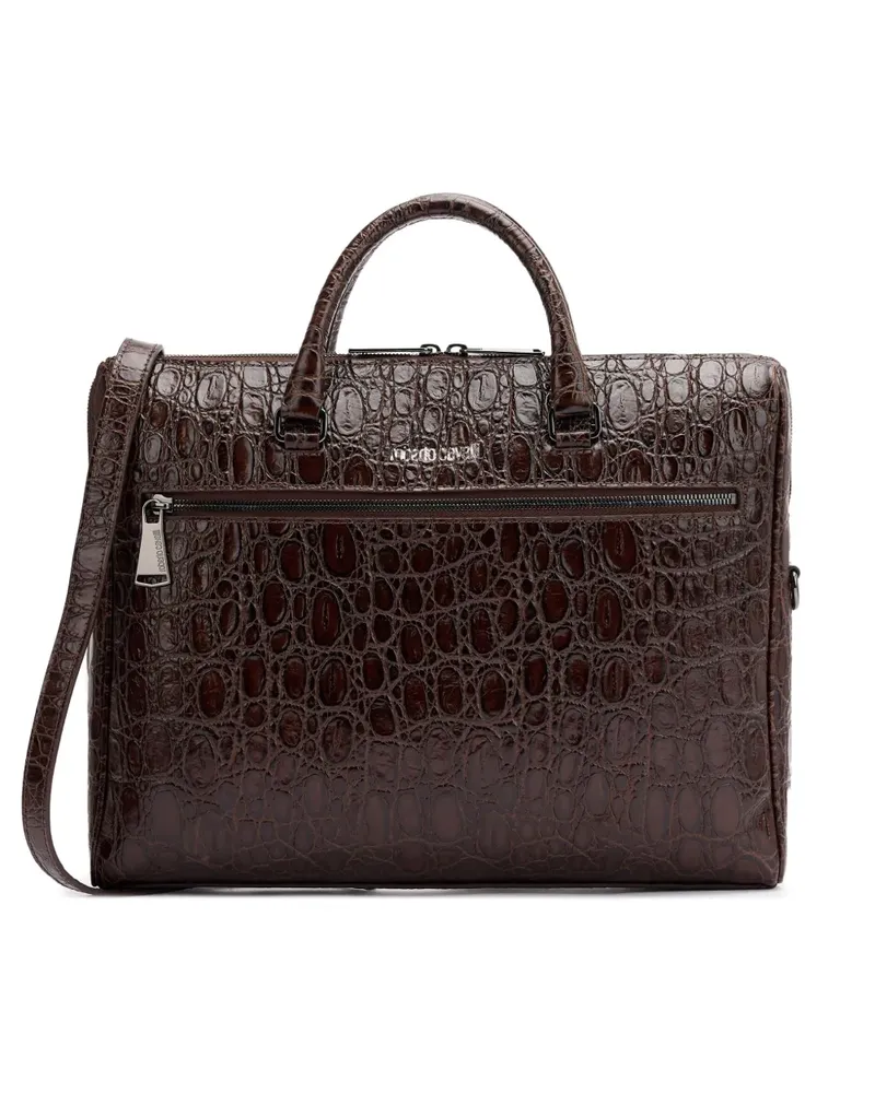 Roberto Cavalli Aktentasche mit Kroko-Effekt - Braun Braun