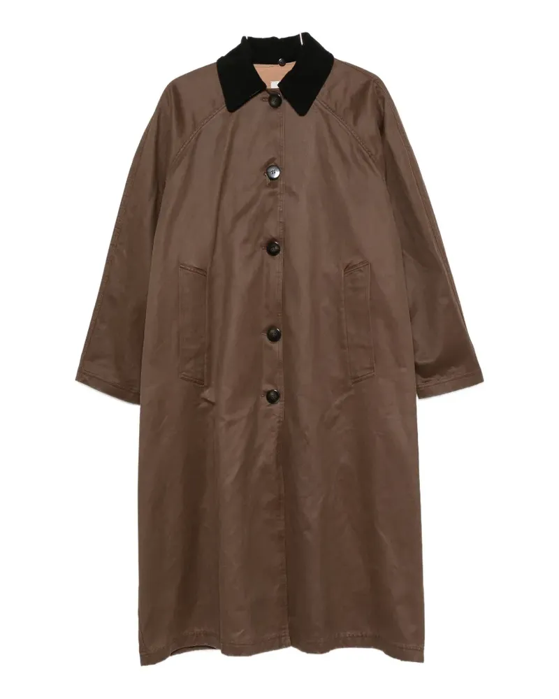 ALYSI corduroy-collar single-breasted coat - Braun Braun