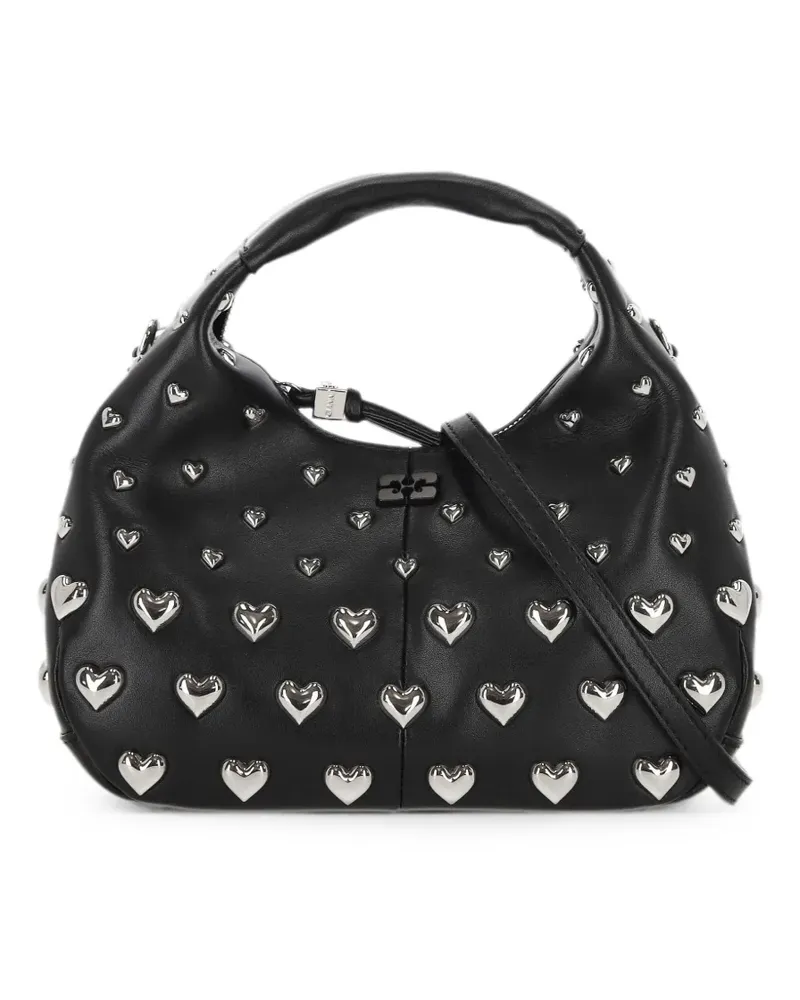 Ganni Mini Tote Bag mit Herznieten - Schwarz Schwarz