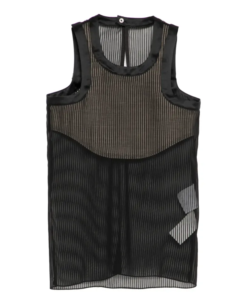 Sacai Gestreiftes Trägershirt - Schwarz Schwarz