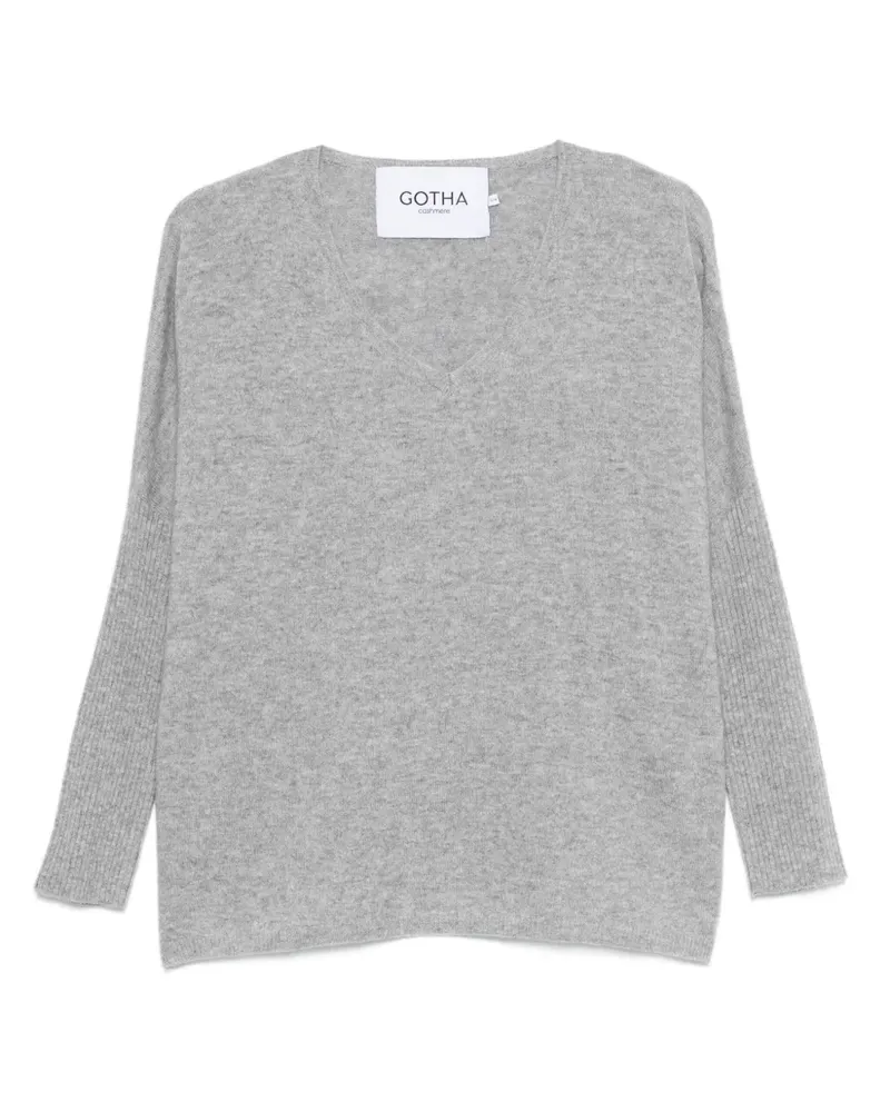 Gotha Pullover mit V-Ausschnitt - Grau Grau