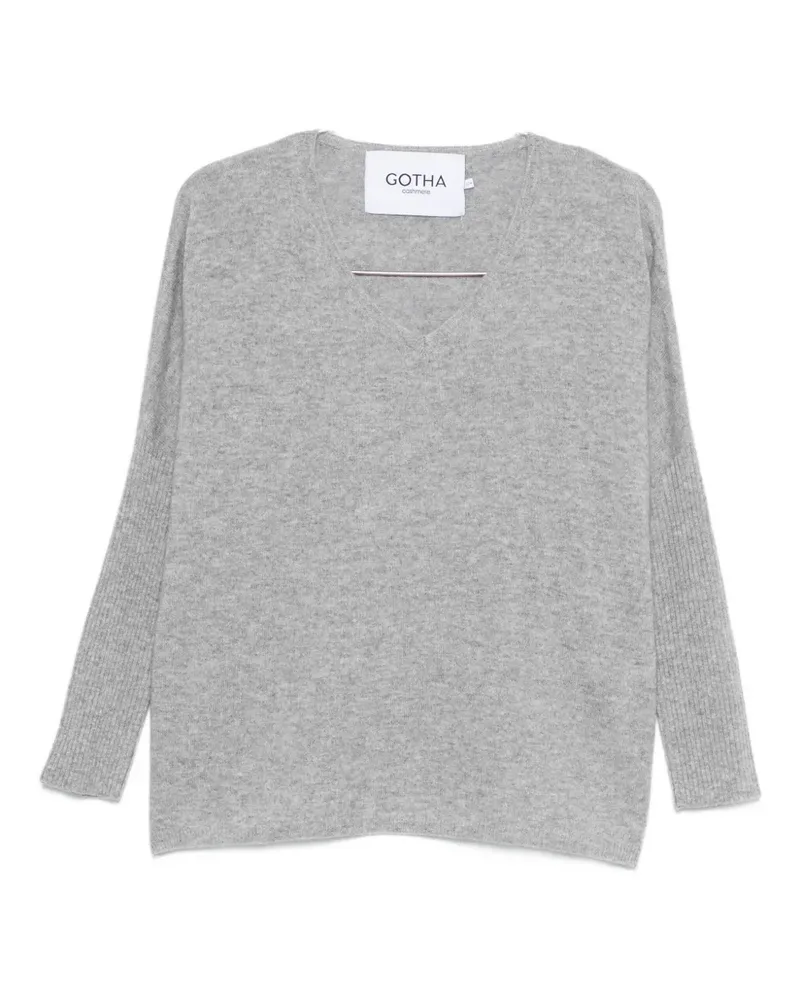 Gotha V-neck sweater - Grau Grau