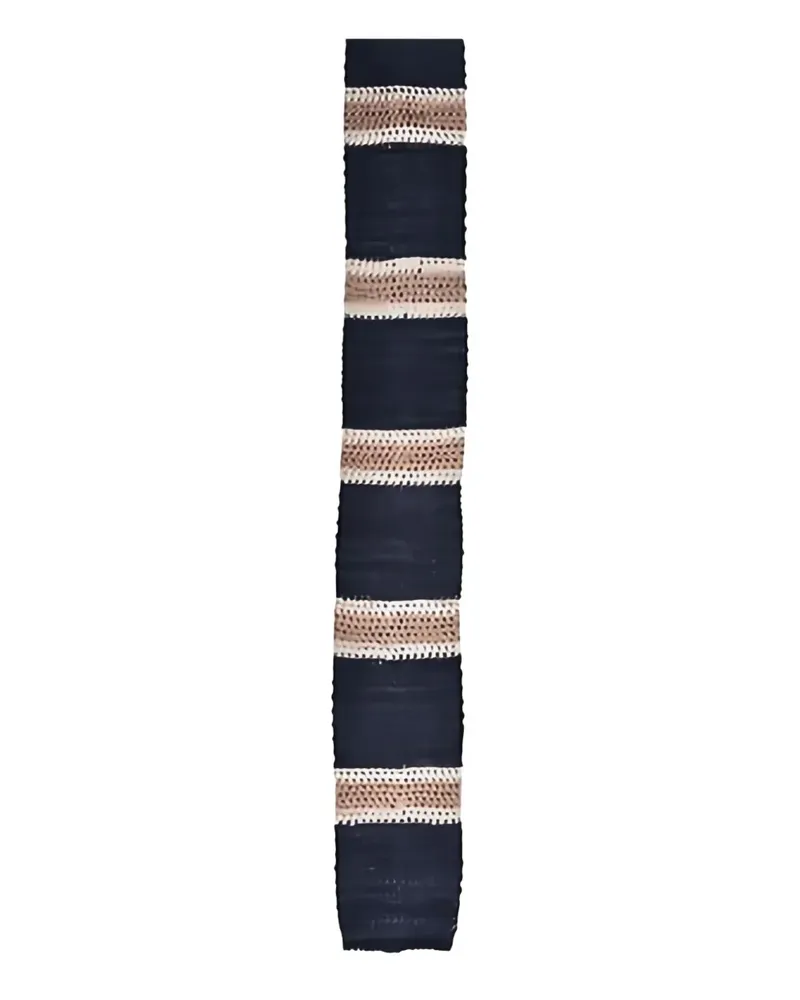 Brunello Cucinelli Gestreifte Strickkrawatte - Schwarz Schwarz
