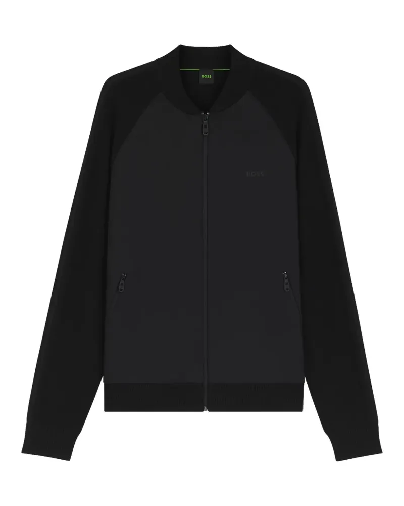 HUGO BOSS raglan-sleeve zip-up sweatshirt - Schwarz Schwarz
