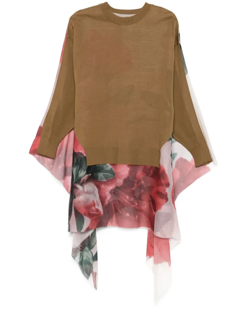 Undercover Pullover mit Georgette-Einsatz - Braun Braun