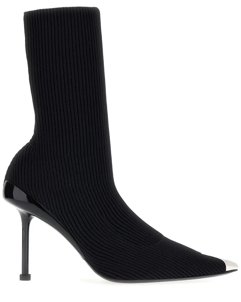 Alexander McQueen Slash Stiefel aus Rippstrick 90mm - Schwarz Schwarz