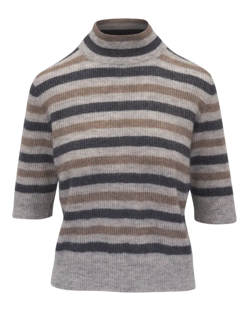 Brunello Cucinelli Gestreifter Pullover - Grau Grau