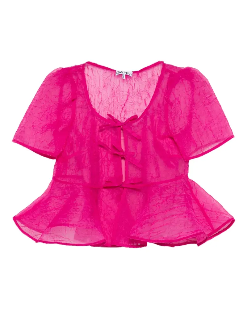 Ganni Shibori Organza-Bluse - Rosa Rosa