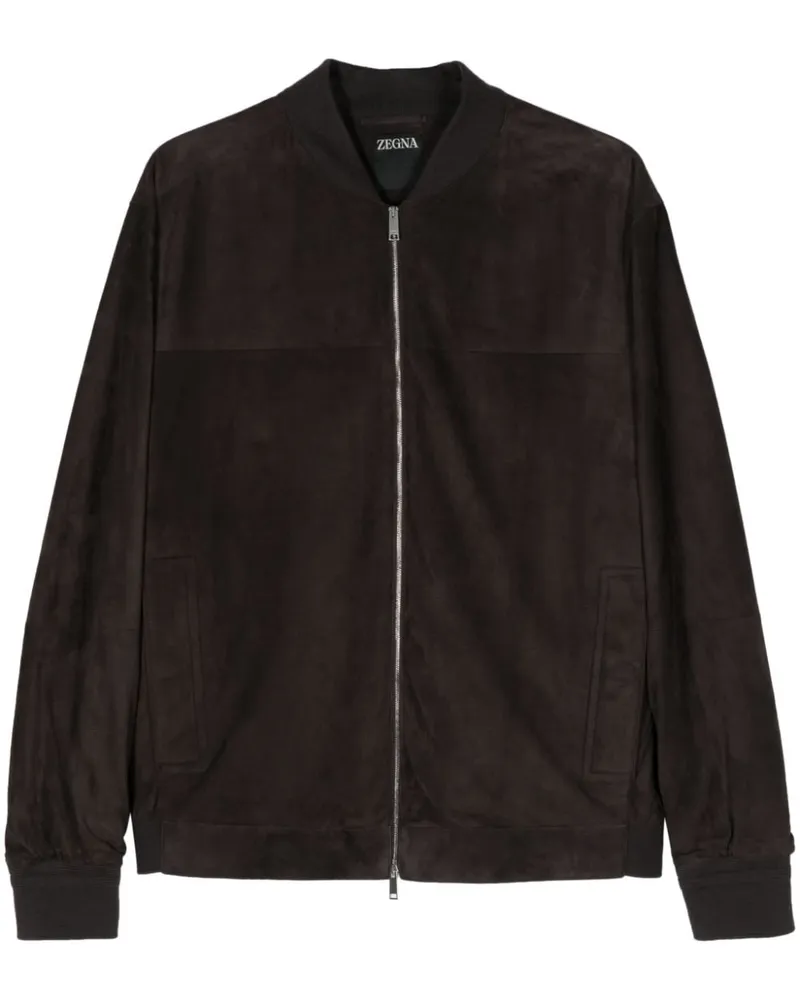 Ermenegildo Zegna Bomberjacke aus Wildleder - Schwarz Schwarz