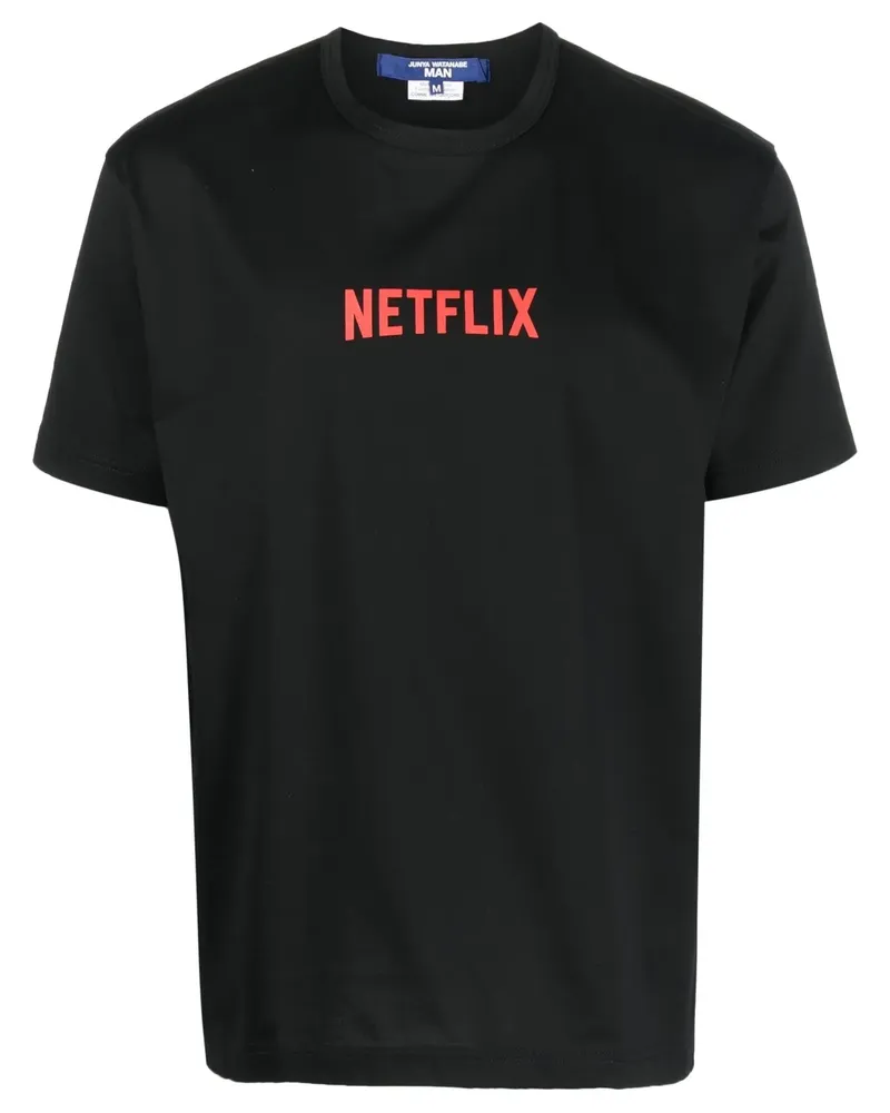 Junya Watanabe T-Shirt mit "Netflix"-Print - Schwarz Schwarz