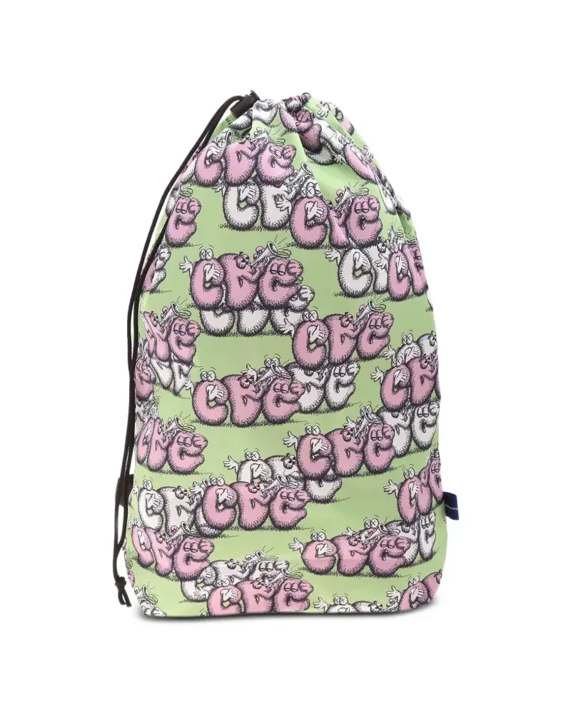 Comme des Garçons drawstring graphic-print backpack - Grün Grün