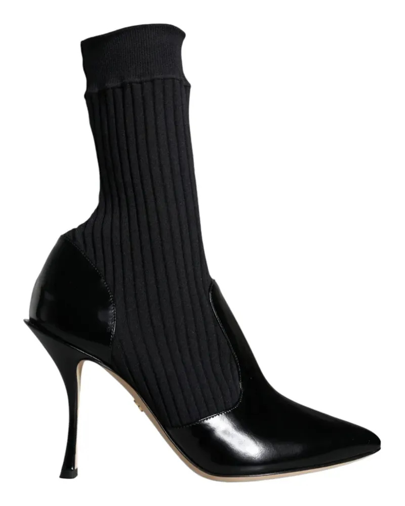 Dolce & Gabbana Gerippte Stiefeletten aus Lackleder - Schwarz Schwarz