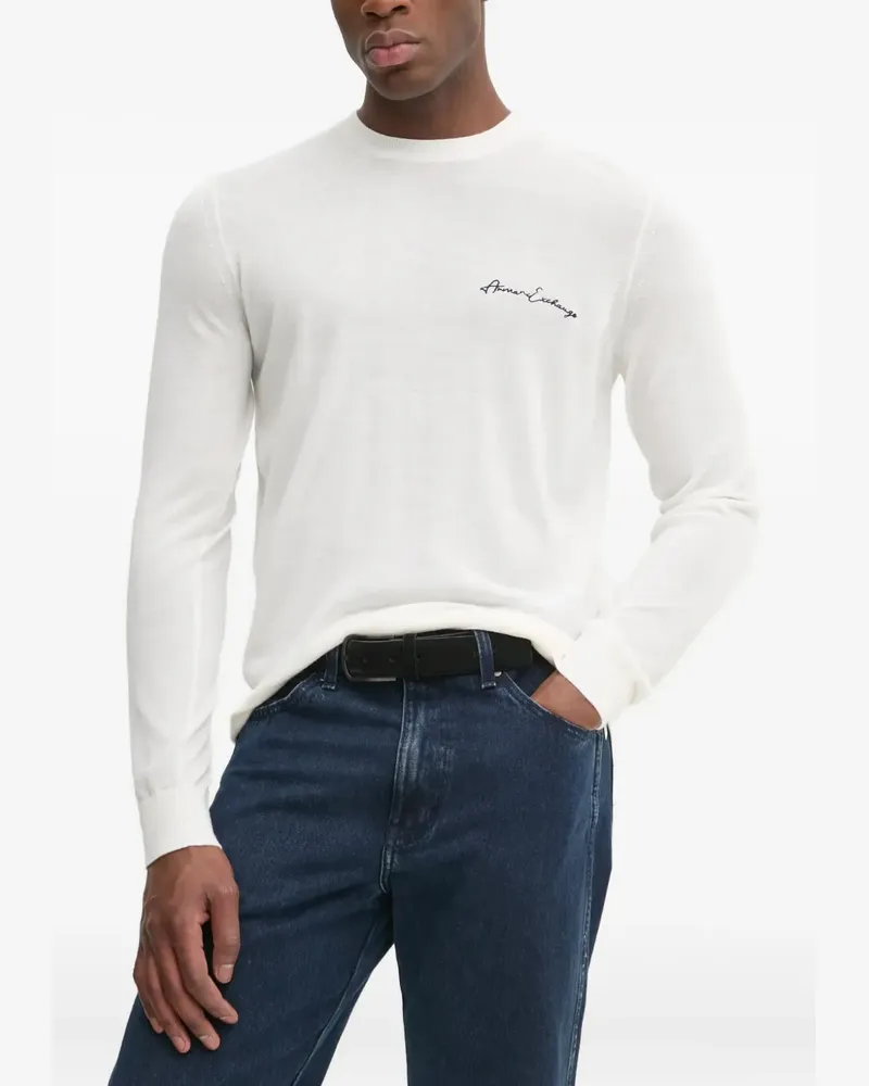 Armani Exchange Pullover mit rundem Ausschnitt - Weiß Weiß