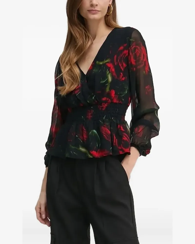 Guess Bluse mit V-Ausschnitt - Schwarz Schwarz