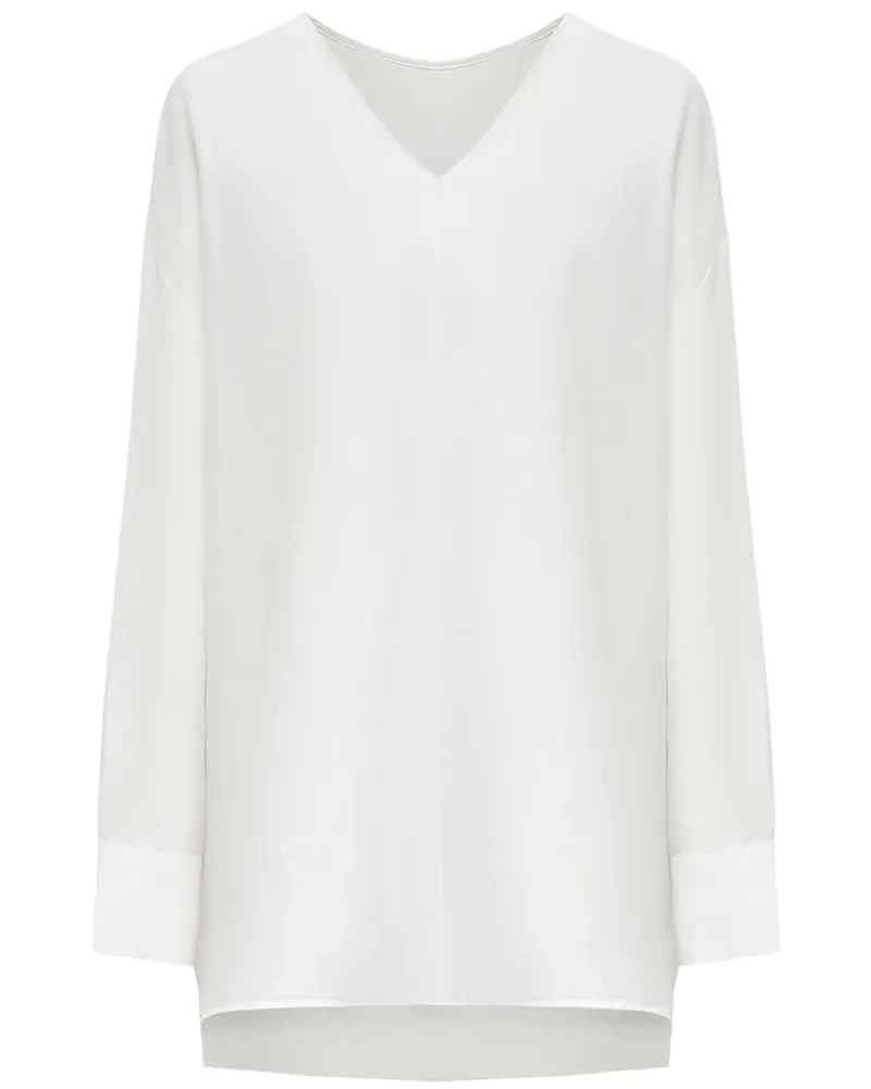 12 STOREEZ Semi-transparente Bluse - Weiß Weiß
