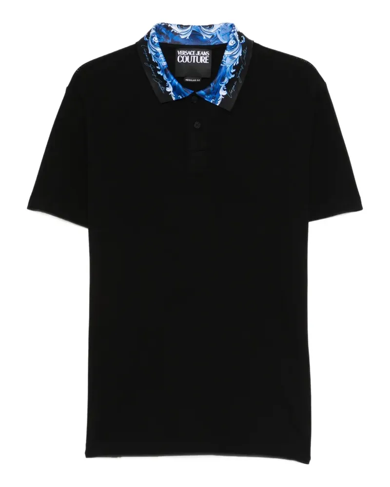 Versace Jeans print-collar polo shirt - Schwarz Schwarz