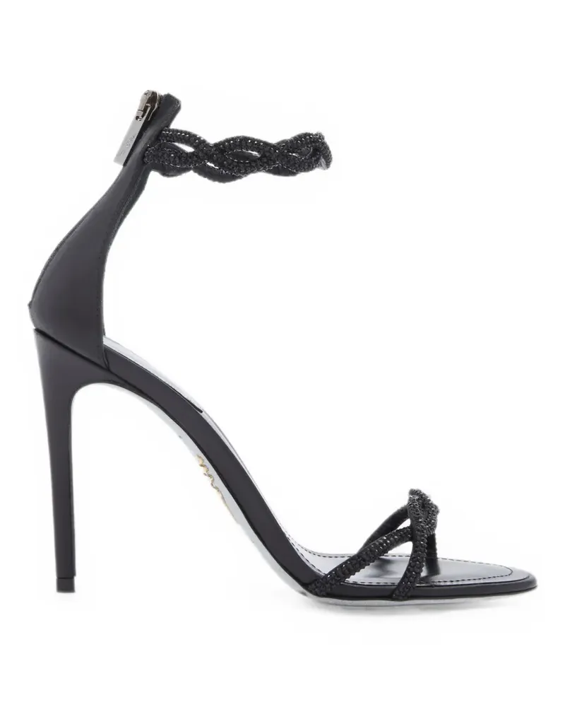 René Caovilla Braid crystal-embellished braided sandals - Schwarz Schwarz