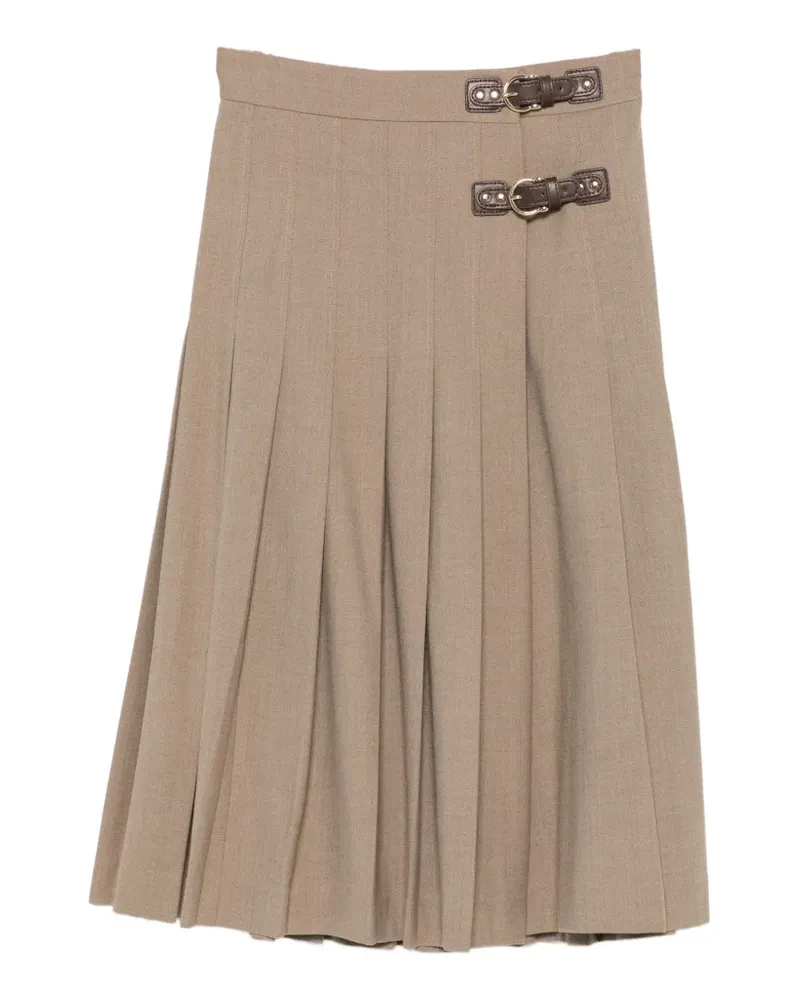 Maje buckle-detail midi pleated skirt - Nude Nude