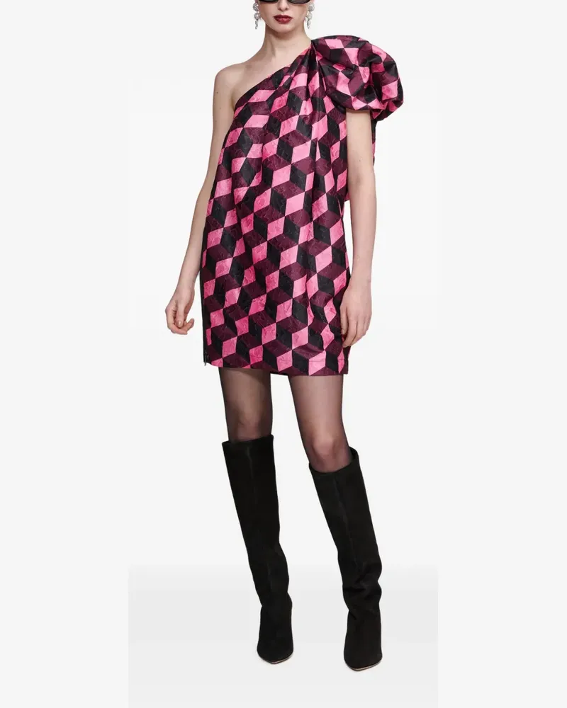Essentiel Karpenter One-Shoulder-Minikleid mit geometrischem Print - Rot Rot