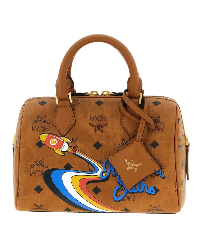MCM Ella Boston Tote Bag mit Monogramm-Print - Braun Braun