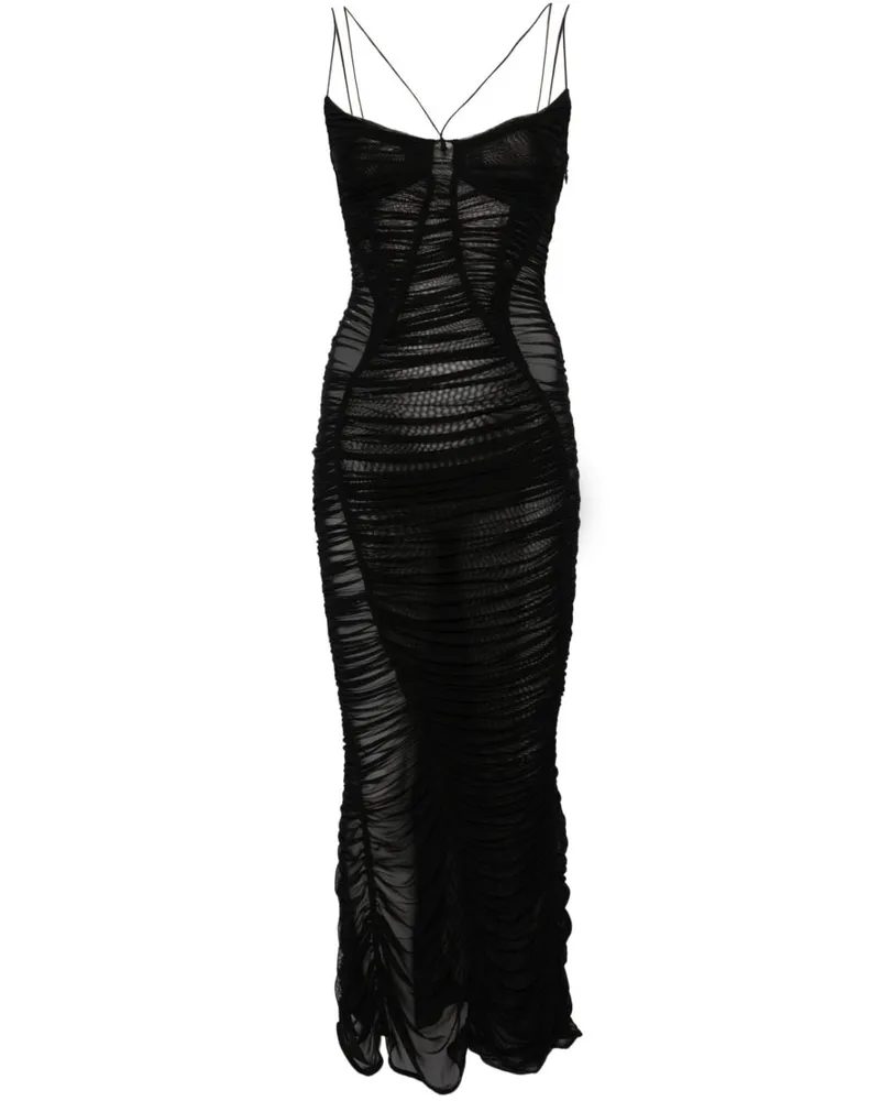 Thierry Mugler Kleid mit Netzeinsätzen Schwarz