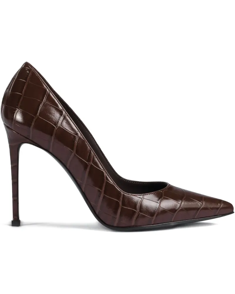 Le Silla Spitze Eva Pumps mit Kroko-Effekt 100mm - Braun Braun