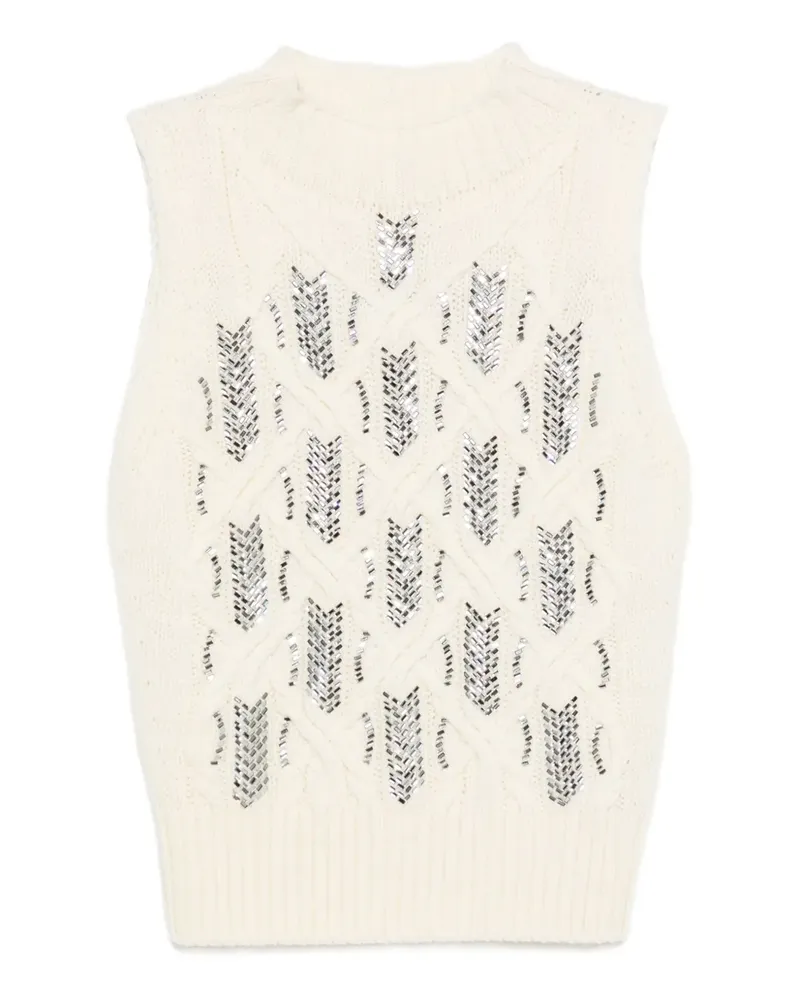 Ermanno Scervino Top mit Strass - Weiß Weiß