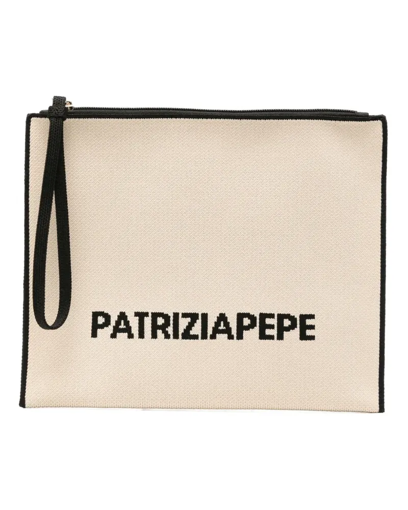 Patrizia Pepe logo-detail clutch bag - Nude Nude