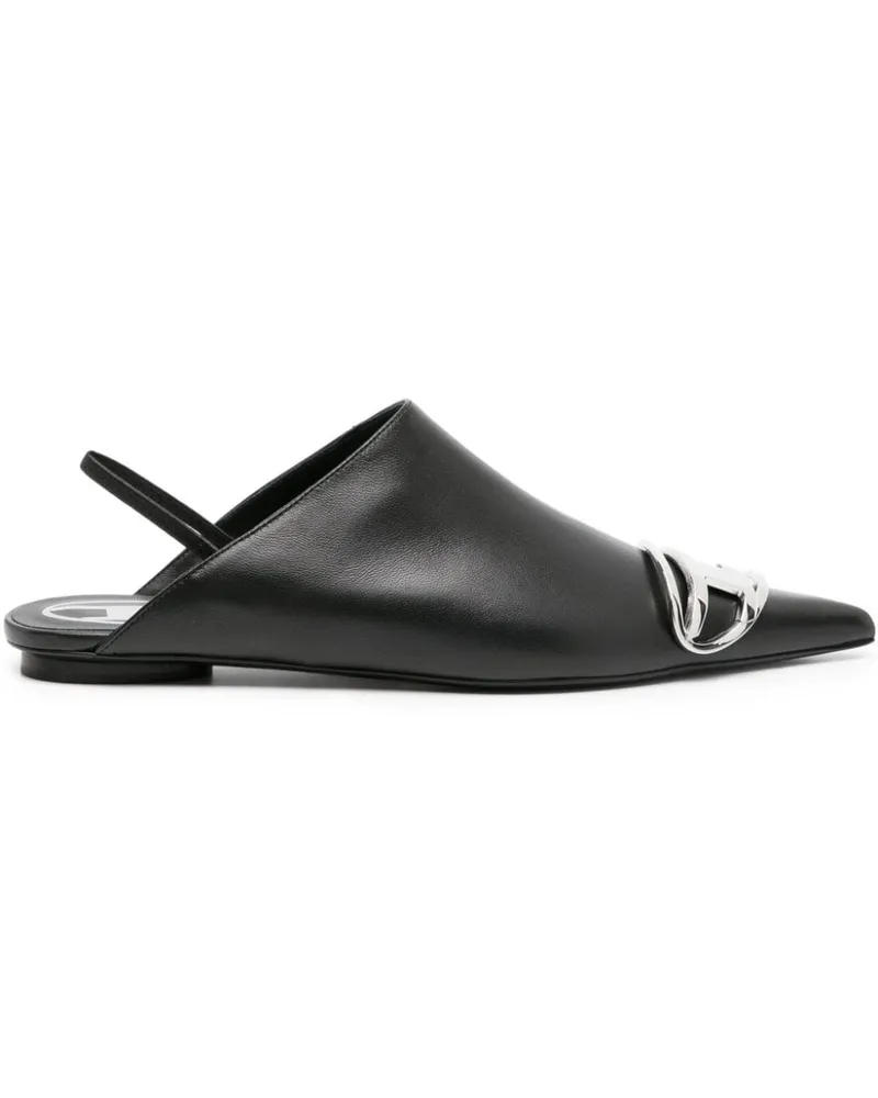 Diesel Mules mit Logo-Schild - Schwarz Schwarz