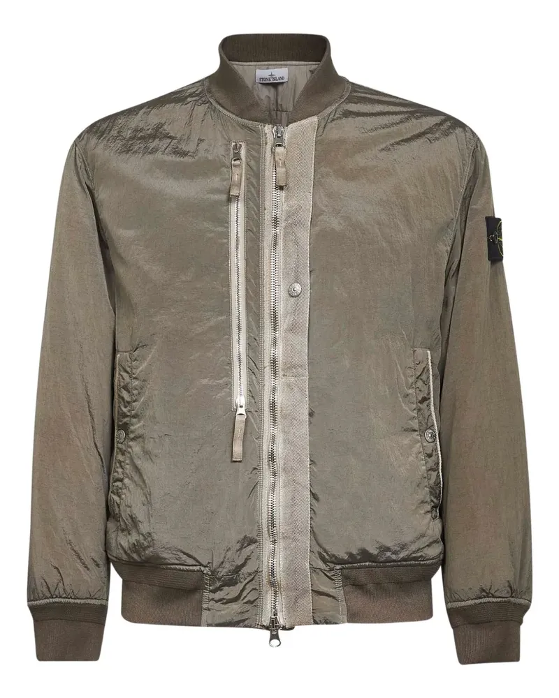 Stone Island ribbed-trims zip-up bomber jacket - Grün Grün