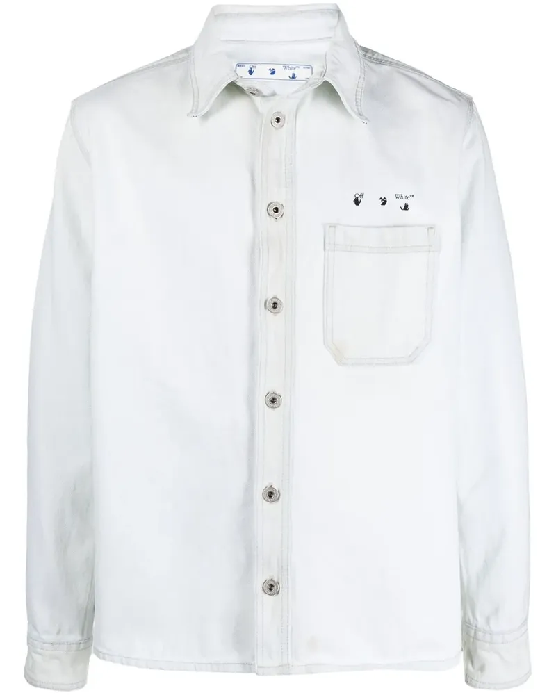 OFF-WHITE Jeansjacke mit Logo - Weiß Weiß