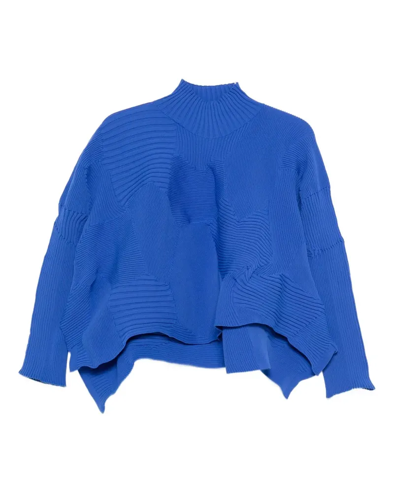 Issey Miyake Gerippter Strickpullover - Blau Blau