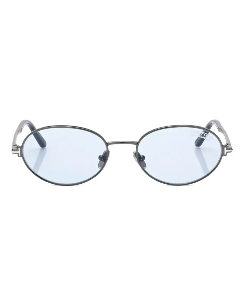 Tom Ford T-Logo Sonnenbrille mit ovalem Gestell - Grau Grau