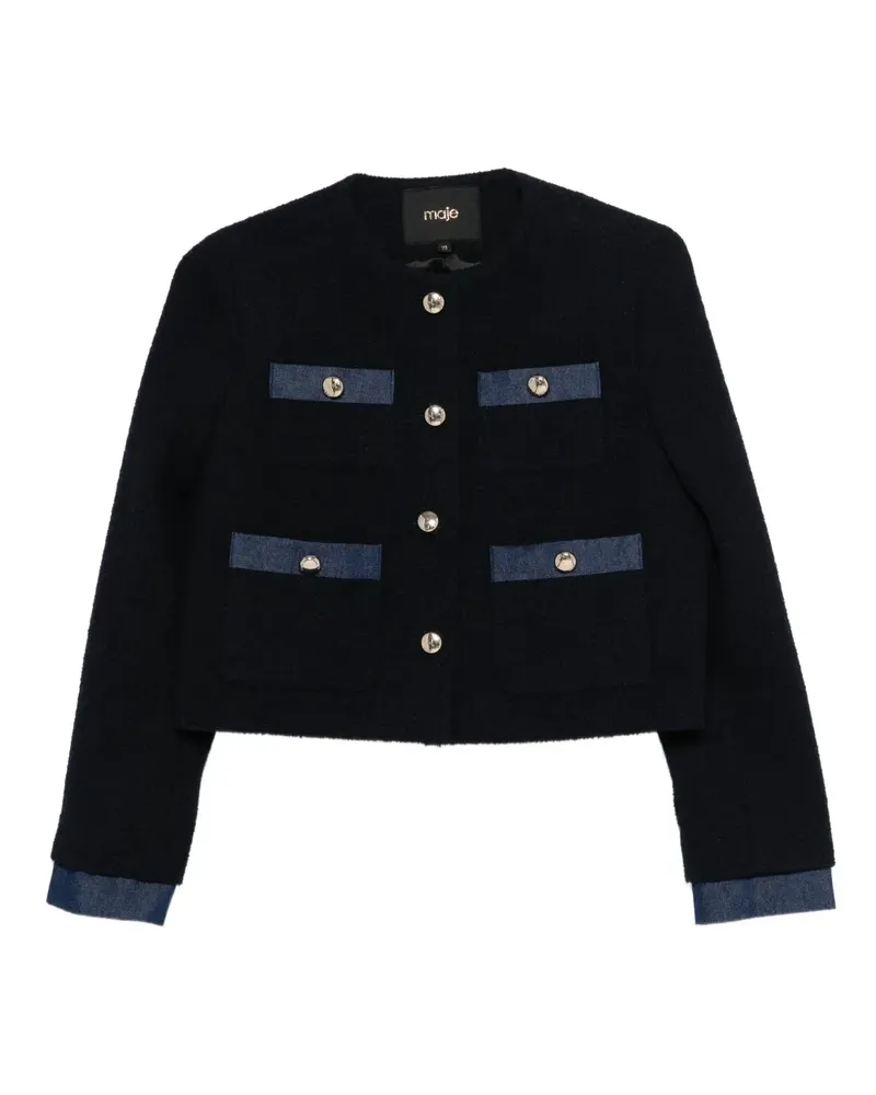 Maje Jacke aus Tweed mit Zierknöpfen - Blau Blau