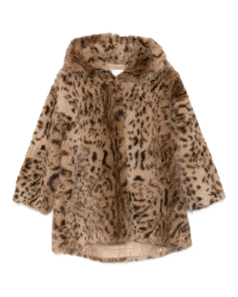 CENERE GB Kapuzenmantel mit Leopardenprint - Braun Braun