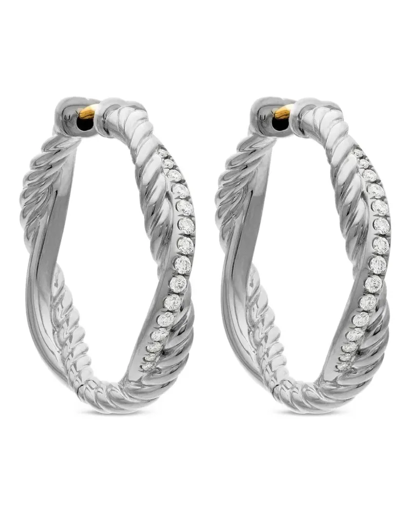 David Yurman Petite Infinity Sterlingsilber-Creolen mit Diamanten (17,3mm Silber