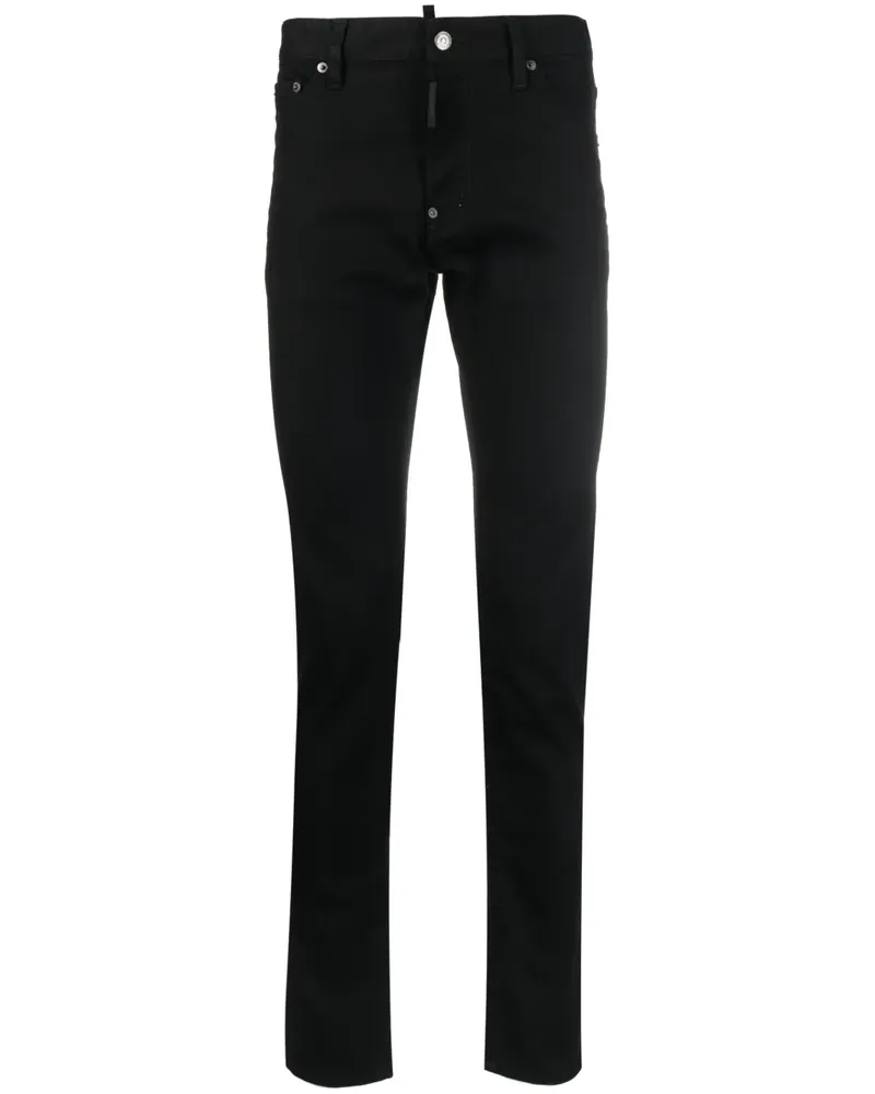Dsquared2 Slim-Fit-Jeans mit Logo-Patch - Schwarz Schwarz
