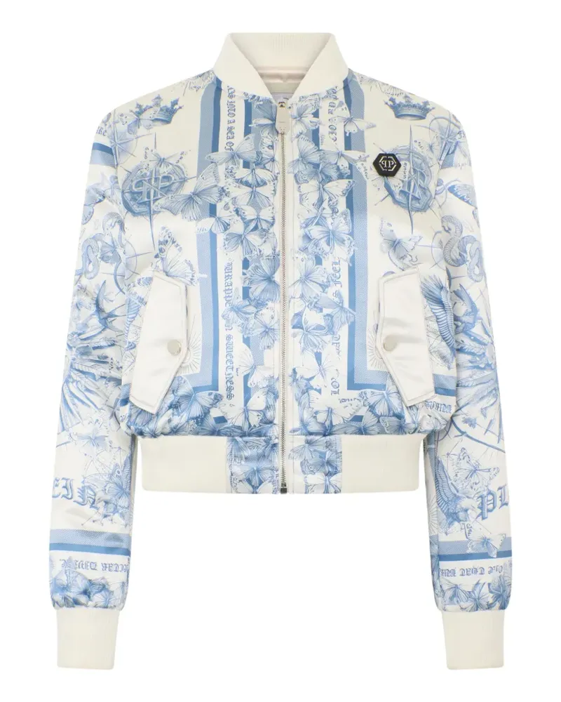 Philipp Plein Klassische Bomberjacke - Weiß Weiß