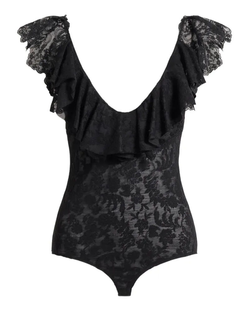 Alberta Ferretti ruffled-sleeves body - Schwarz Schwarz