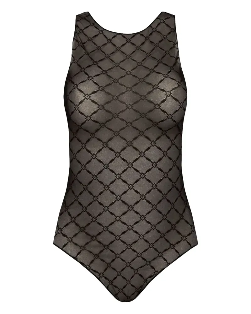 Elisabetta Franchi Gemusterter Body - Schwarz Schwarz