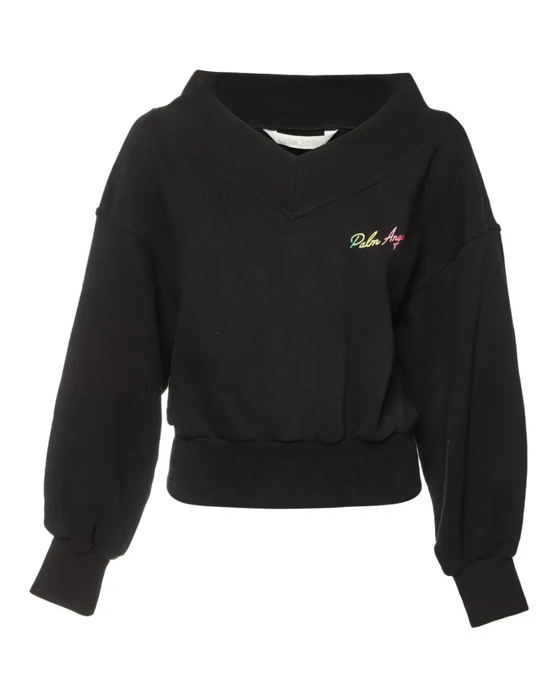 Palm Angels embroidered off-shoulder sweatshirt - Schwarz Schwarz