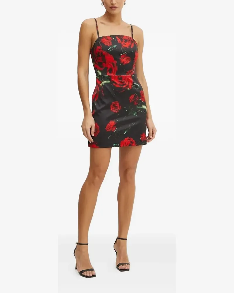 Guess Minikleid mit Rosen-Print - Schwarz Schwarz