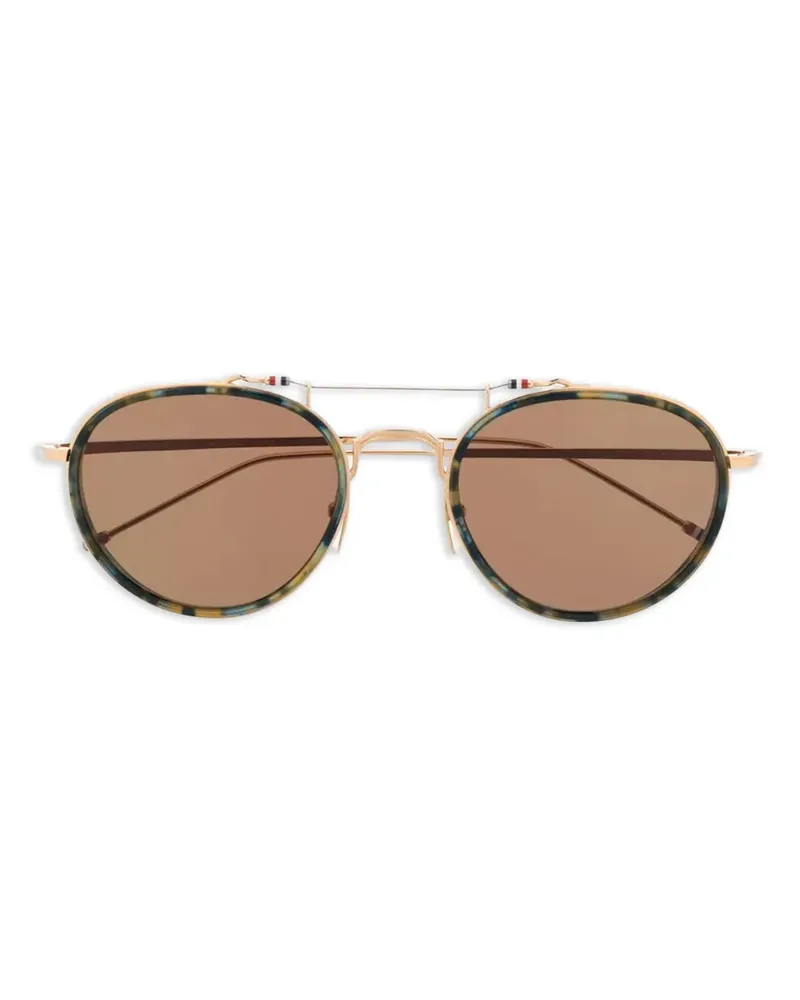 Thom Browne Runde Sonnenbrille in Schildpattoptik - Blau Blau