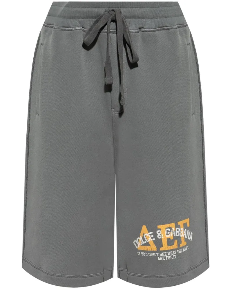 Dolce & Gabbana Joggingshorts mit Logo-Print - Grau Grau