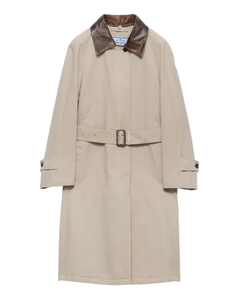 Prada single-breasted old poplin coat - Nude Nude
