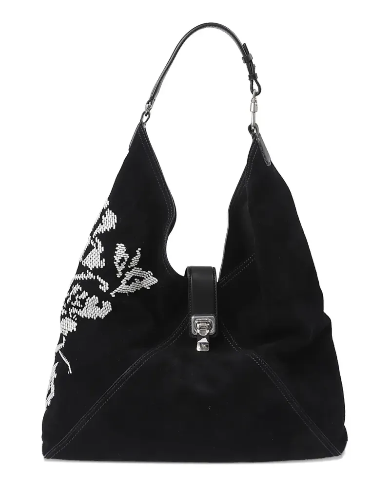 Ermanno Scervino Schultertasche mit Blumenverzierung - Schwarz Schwarz