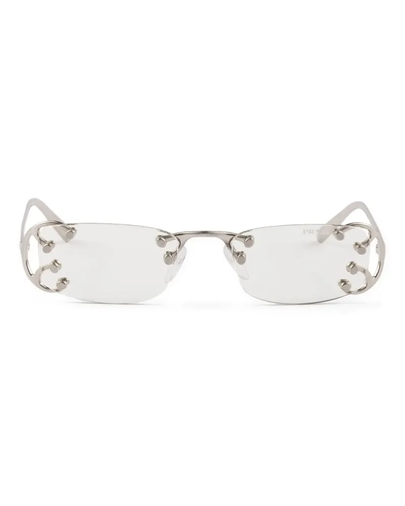 Prada Eckige Runway Brille mit Verzierung - Grau Grau